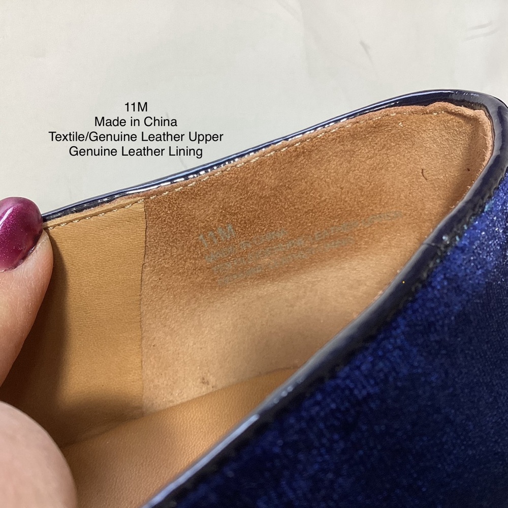 Talbots Navy Blue Velvet & Leather Cap Toe Flats Size 11M - Picture 11 of 12